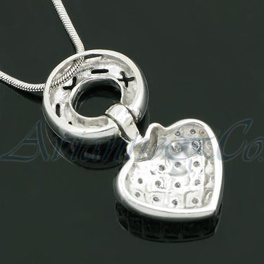 White 14K White Solid Gold Womens Diamond Heart Pendant 0.26 Ctw